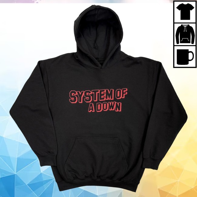 Official System of a Down 'Red Text Logo' (Black) Pull Over Hoodie